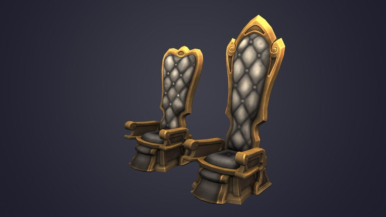 Throne Low-poly 3D model_1