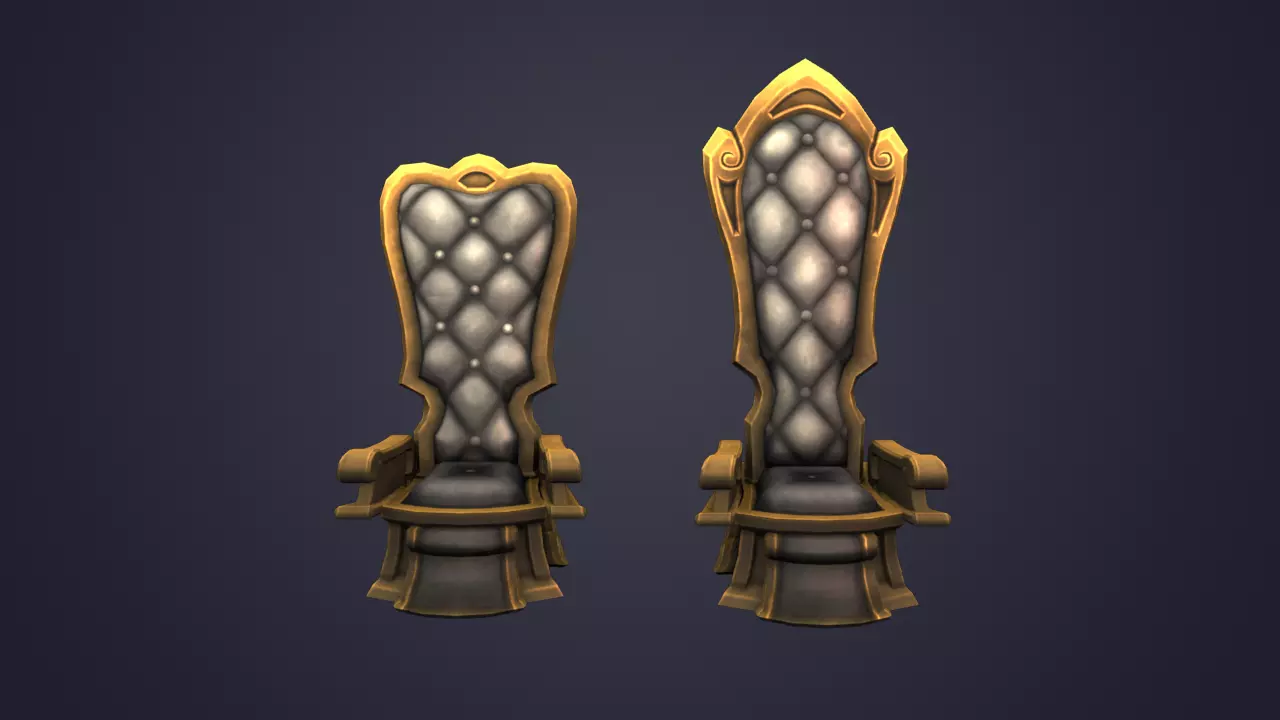 Throne Low-poly 3D model_0