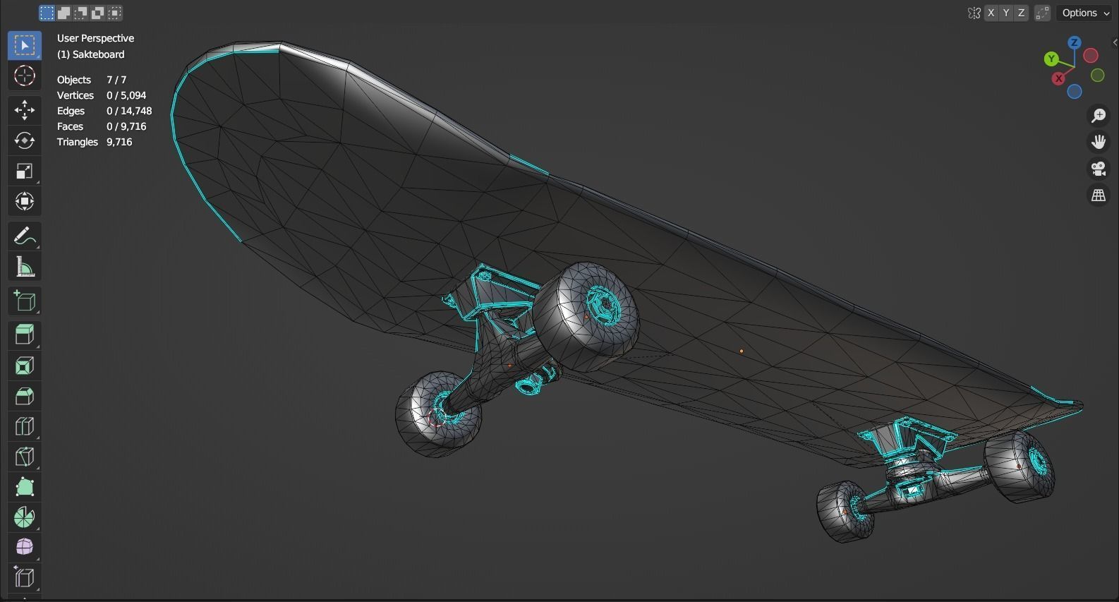Skateboard Low-poly 3D model_7
