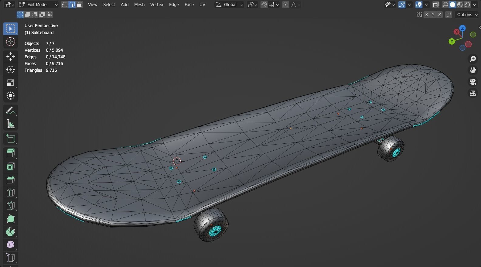 Skateboard Low-poly 3D model_8
