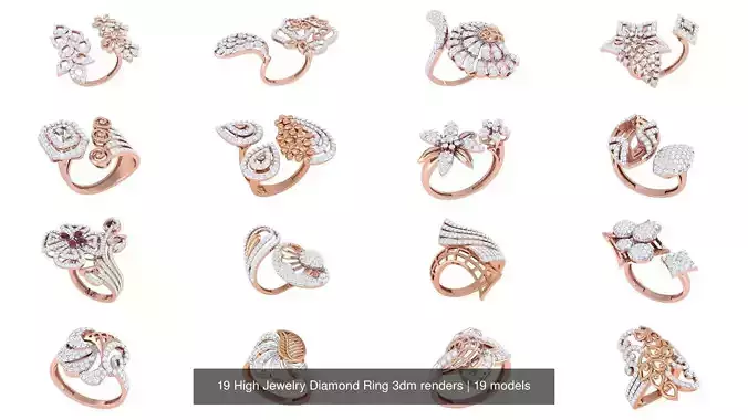 19 High Jewelry Diamond Ring 3dm renders