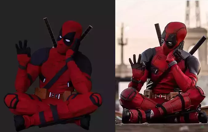 Deadpool Statue 3D print model
