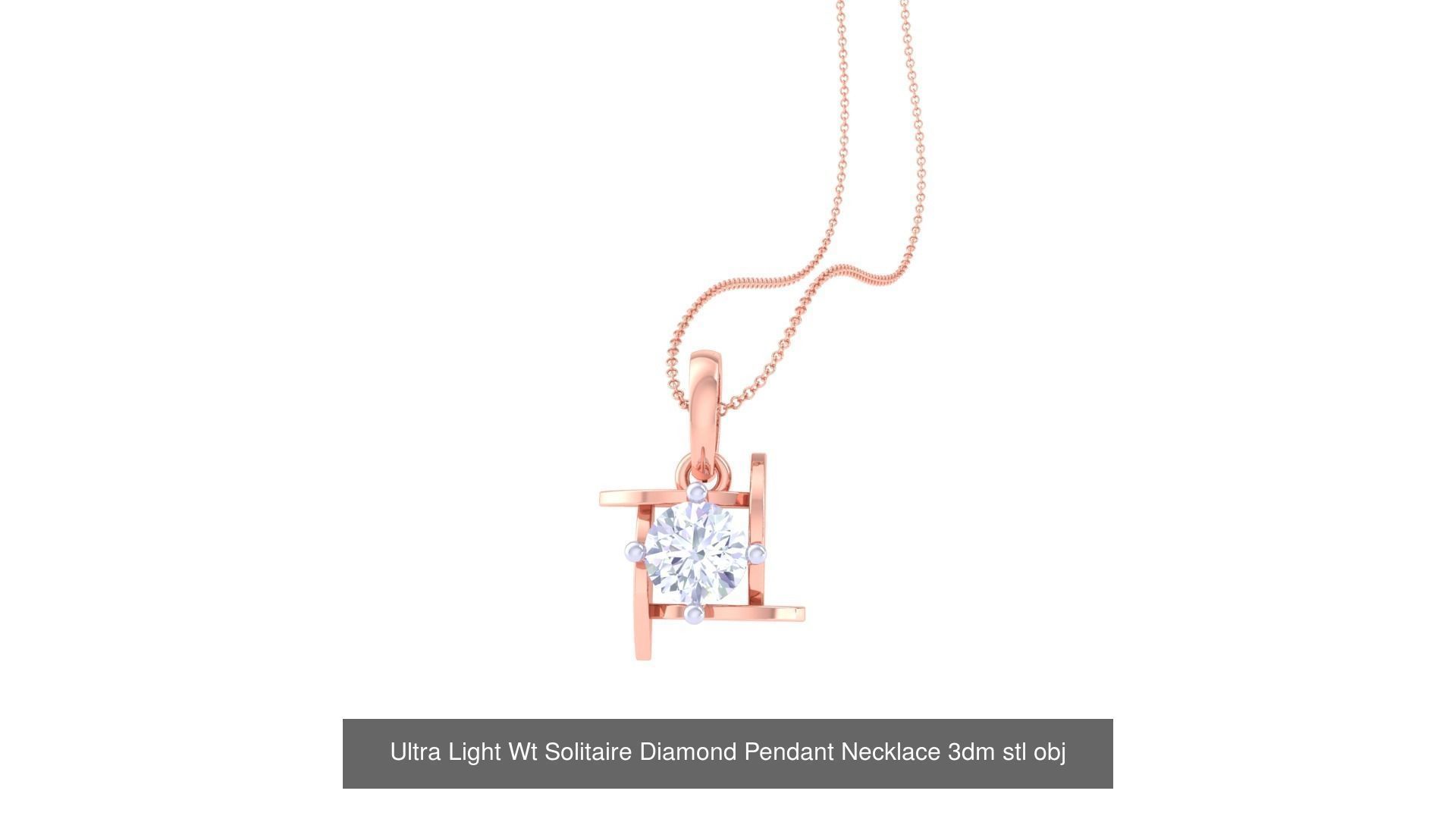 35 Ultra Light Wt Solitaire Diamond Pendant Necklace 3dm stl  3D Model Collection_3
