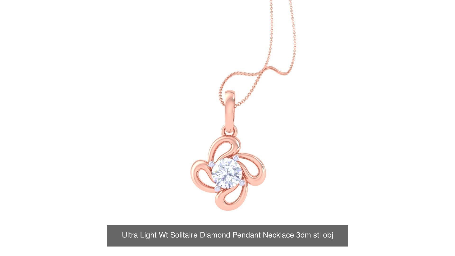 35 Ultra Light Wt Solitaire Diamond Pendant Necklace 3dm stl  3D Model Collection_36