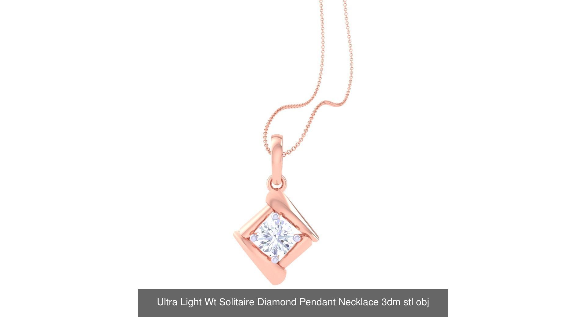35 Ultra Light Wt Solitaire Diamond Pendant Necklace 3dm stl  3D Model Collection_23