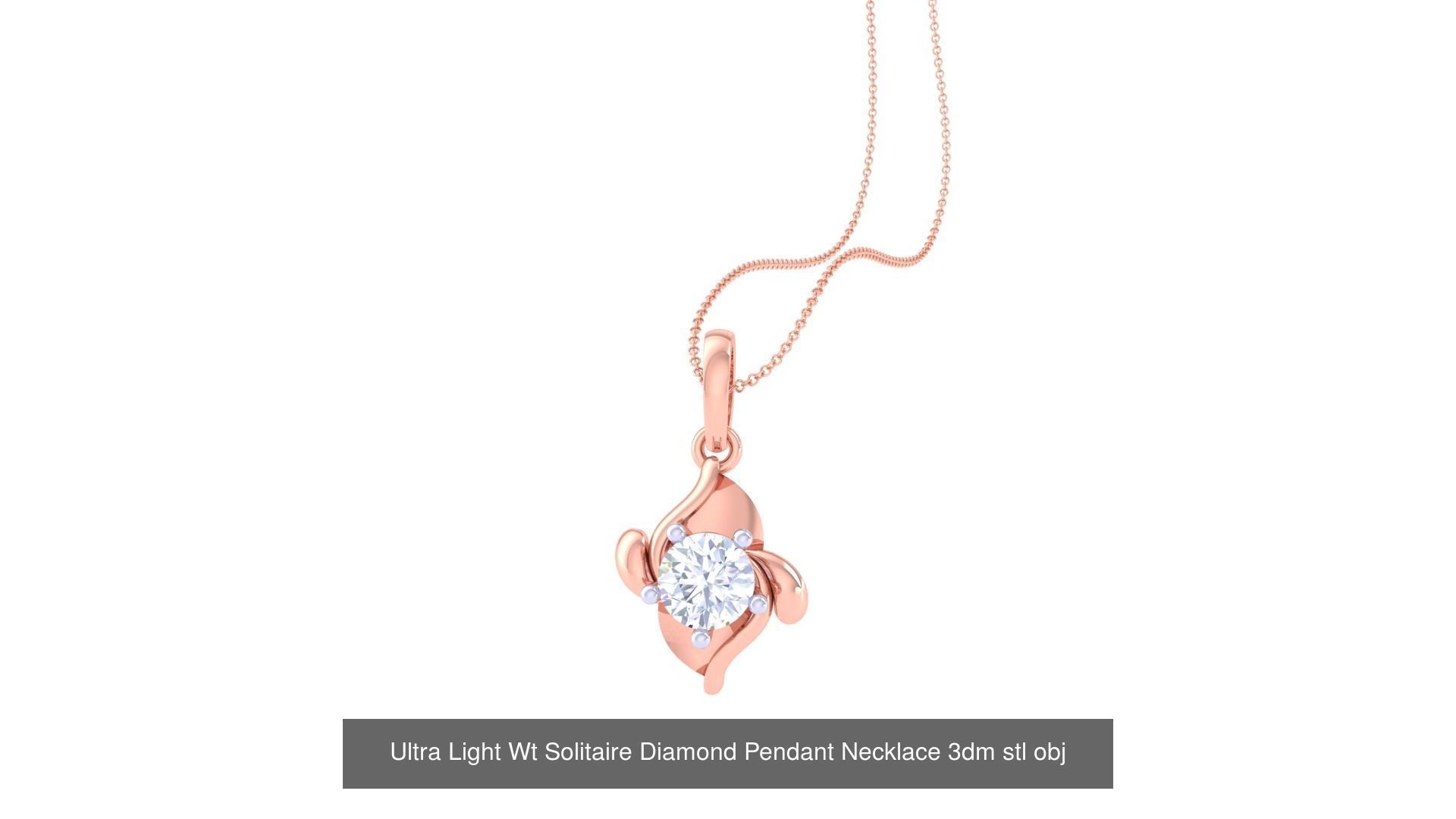 35 Ultra Light Wt Solitaire Diamond Pendant Necklace 3dm stl  3D Model Collection_17