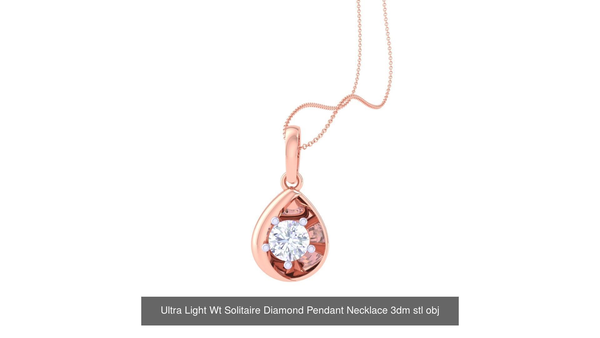 35 Ultra Light Wt Solitaire Diamond Pendant Necklace 3dm stl  3D Model Collection_12