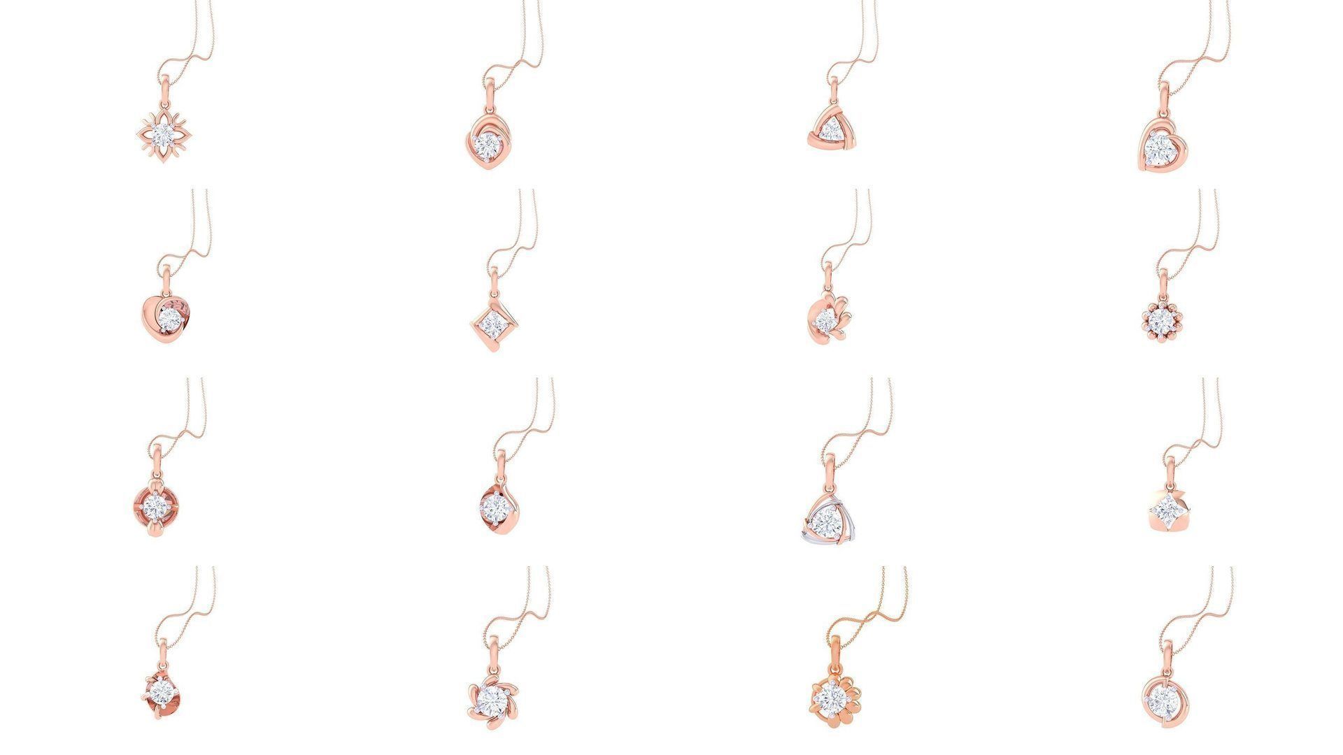 35 Ultra Light Wt Solitaire Diamond Pendant Necklace 3dm stl  3D Model Collection_1