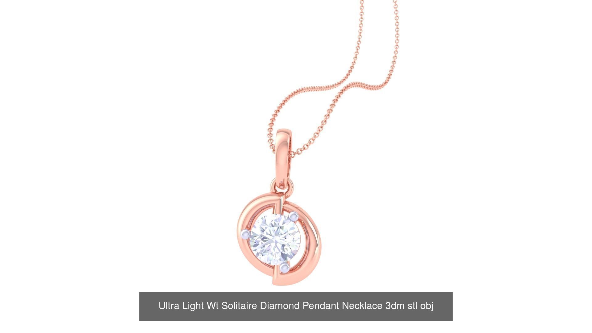 35 Ultra Light Wt Solitaire Diamond Pendant Necklace 3dm stl  3D Model Collection_33