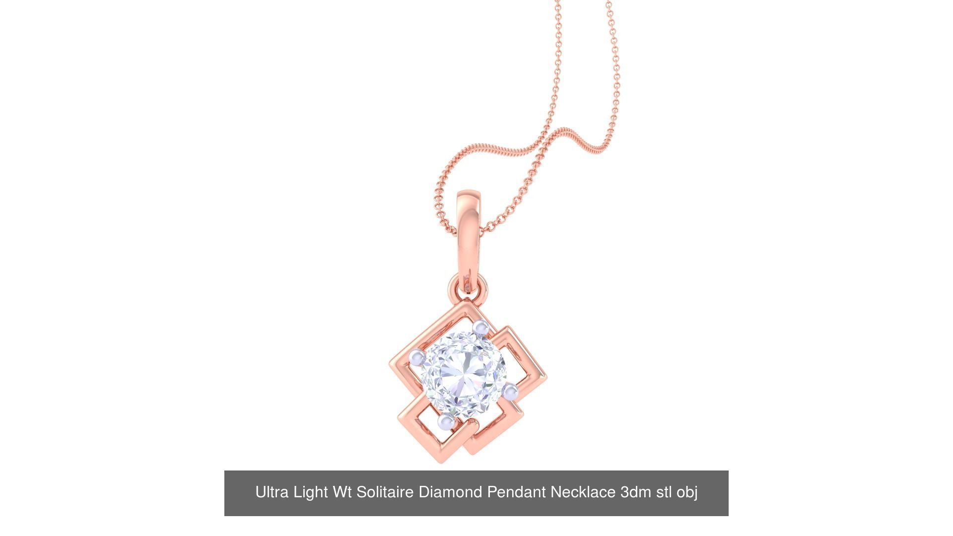 35 Ultra Light Wt Solitaire Diamond Pendant Necklace 3dm stl  3D Model Collection_13