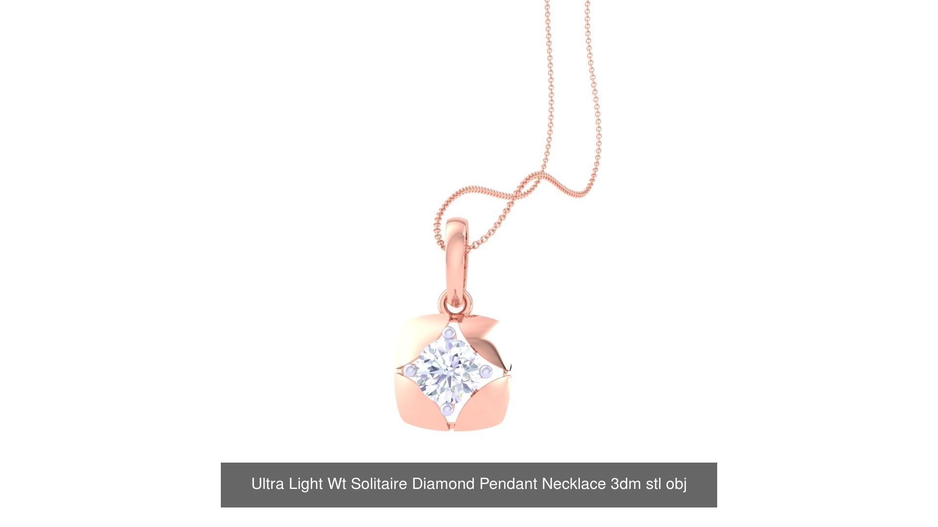 35 Ultra Light Wt Solitaire Diamond Pendant Necklace 3dm stl  3D Model Collection_29