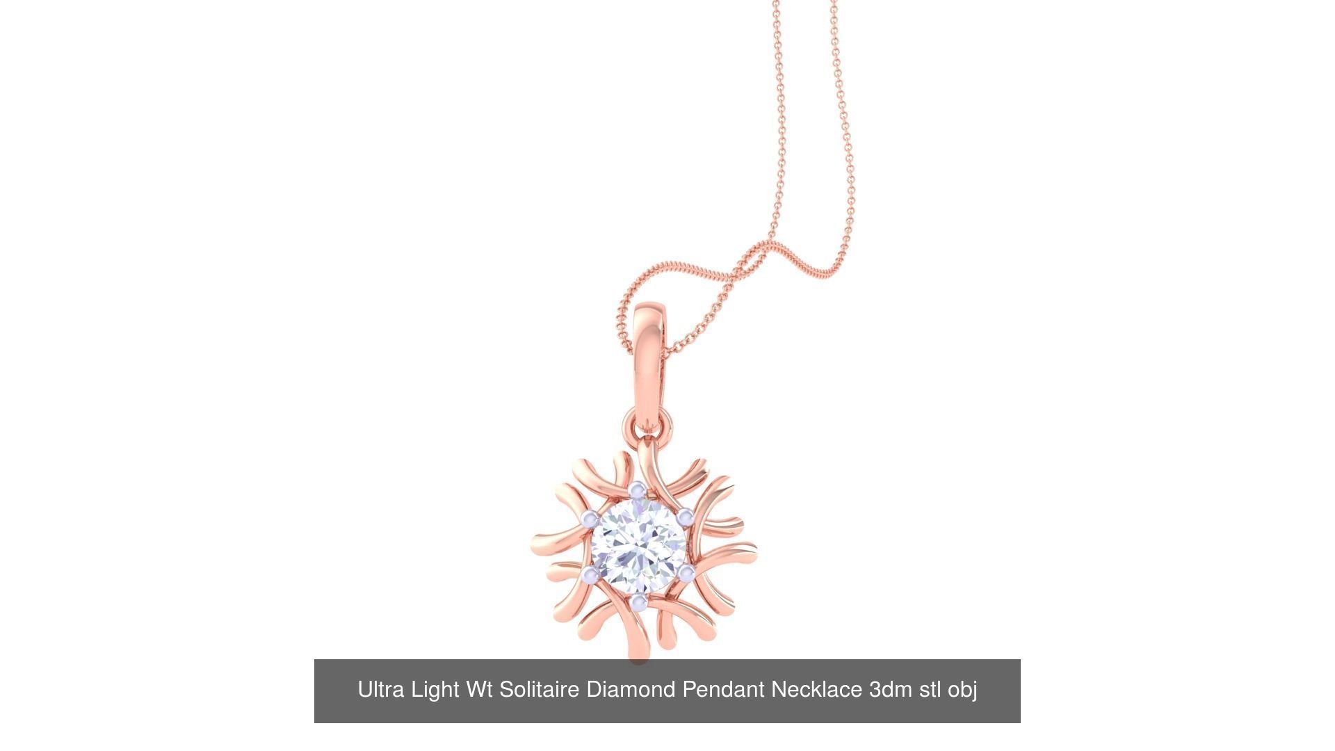 35 Ultra Light Wt Solitaire Diamond Pendant Necklace 3dm stl  3D Model Collection_34