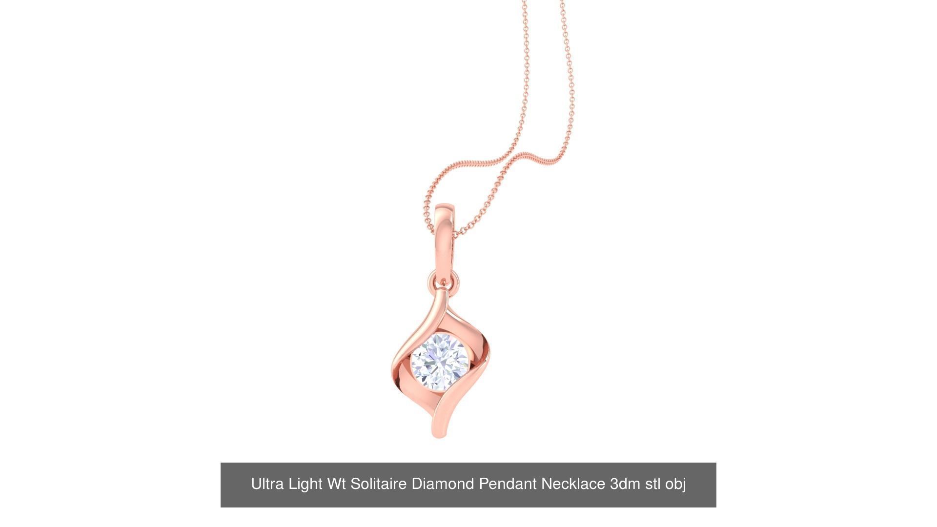 35 Ultra Light Wt Solitaire Diamond Pendant Necklace 3dm stl  3D Model Collection_4