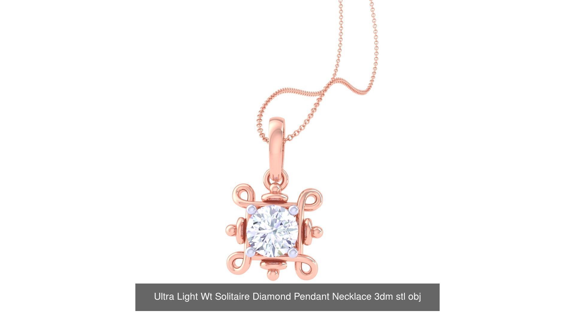 35 Ultra Light Wt Solitaire Diamond Pendant Necklace 3dm stl  3D Model Collection_8