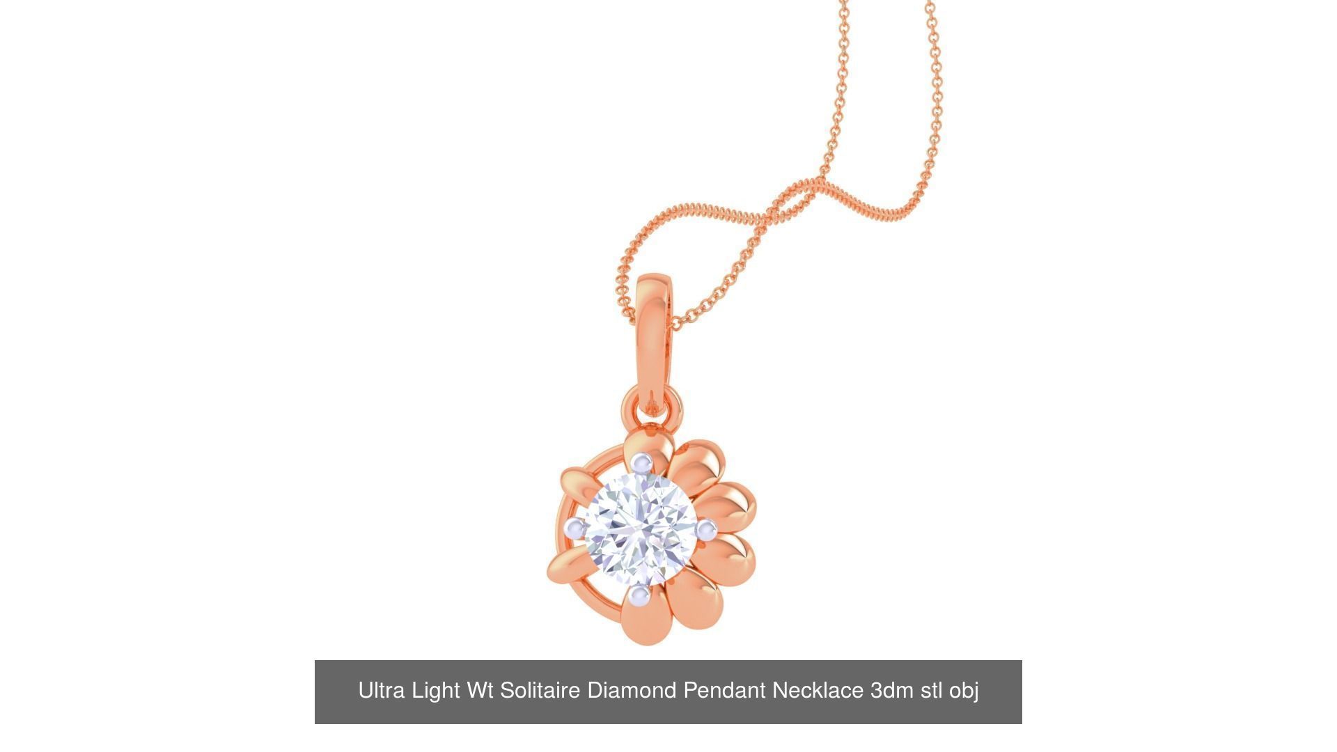 35 Ultra Light Wt Solitaire Diamond Pendant Necklace 3dm stl  3D Model Collection_32