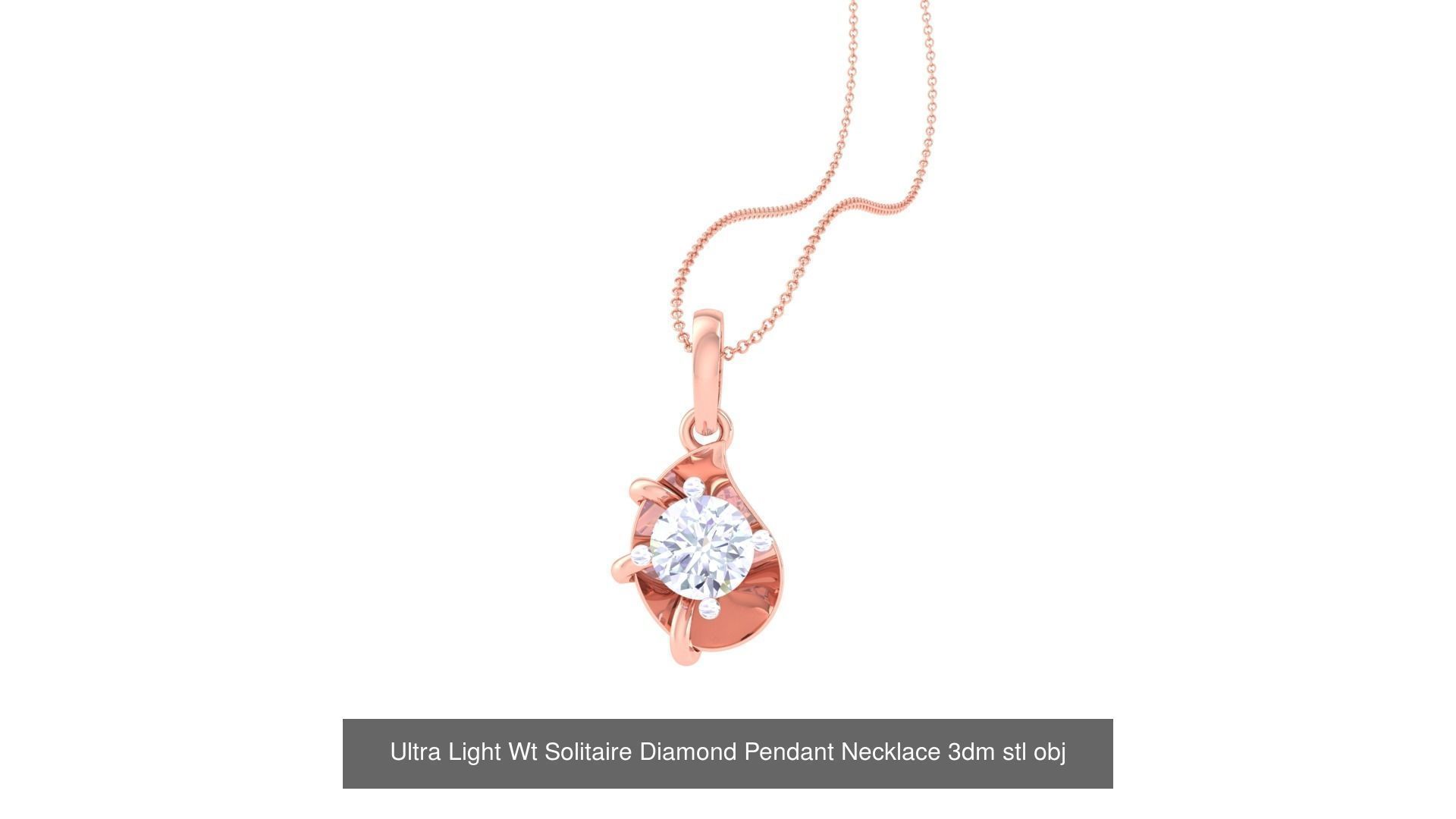 35 Ultra Light Wt Solitaire Diamond Pendant Necklace 3dm stl  3D Model Collection_30