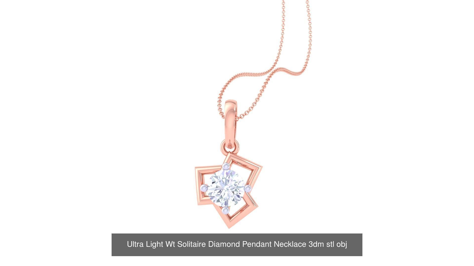 35 Ultra Light Wt Solitaire Diamond Pendant Necklace 3dm stl  3D Model Collection_7