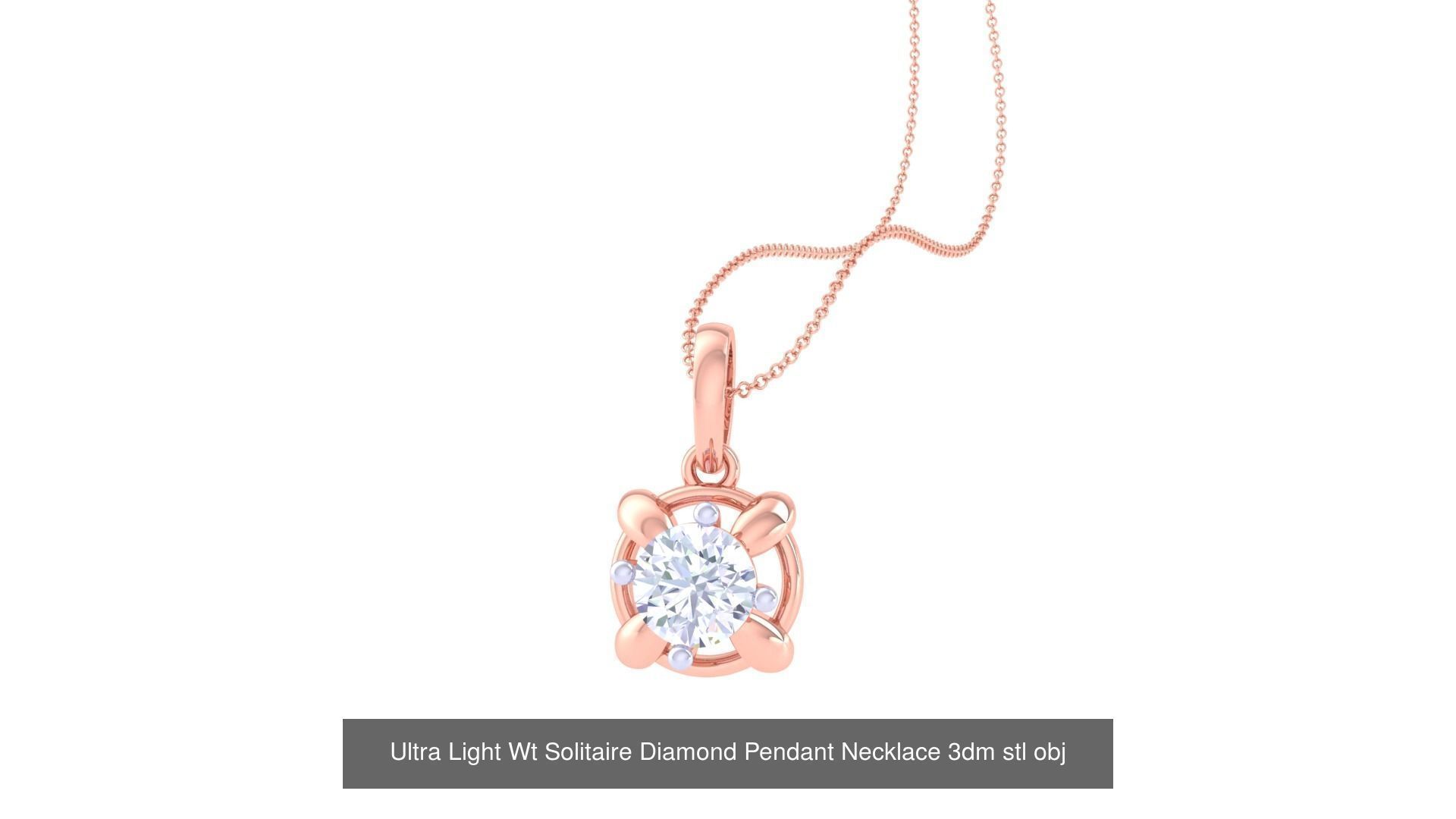 35 Ultra Light Wt Solitaire Diamond Pendant Necklace 3dm stl  3D Model Collection_11