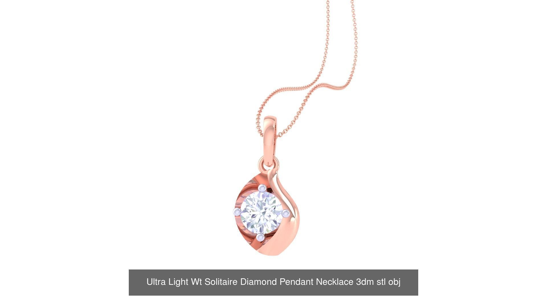 35 Ultra Light Wt Solitaire Diamond Pendant Necklace 3dm stl  3D Model Collection_27