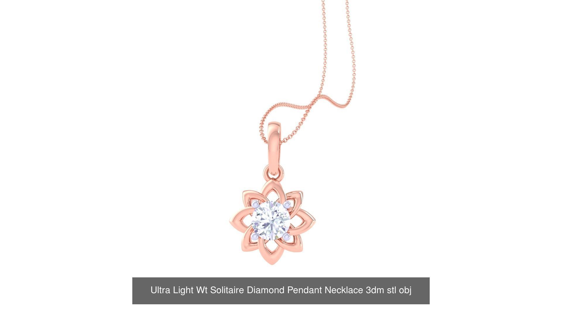 35 Ultra Light Wt Solitaire Diamond Pendant Necklace 3dm stl  3D Model Collection_9