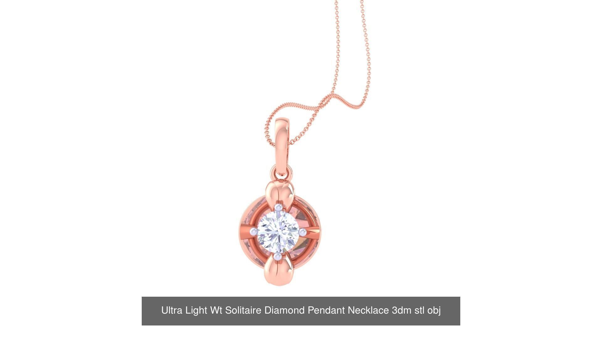 35 Ultra Light Wt Solitaire Diamond Pendant Necklace 3dm stl  3D Model Collection_26