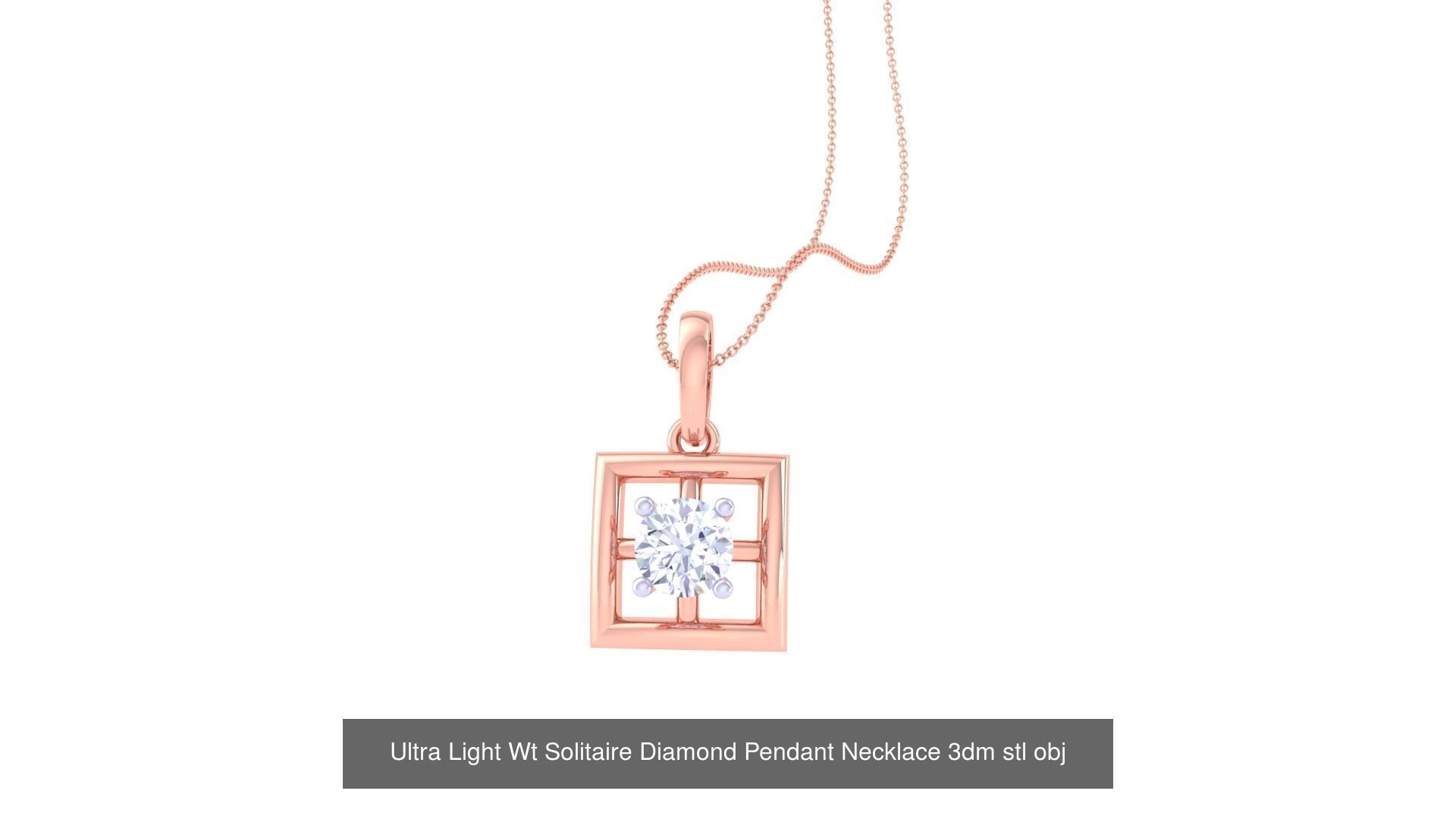 35 Ultra Light Wt Solitaire Diamond Pendant Necklace 3dm stl  3D Model Collection_6