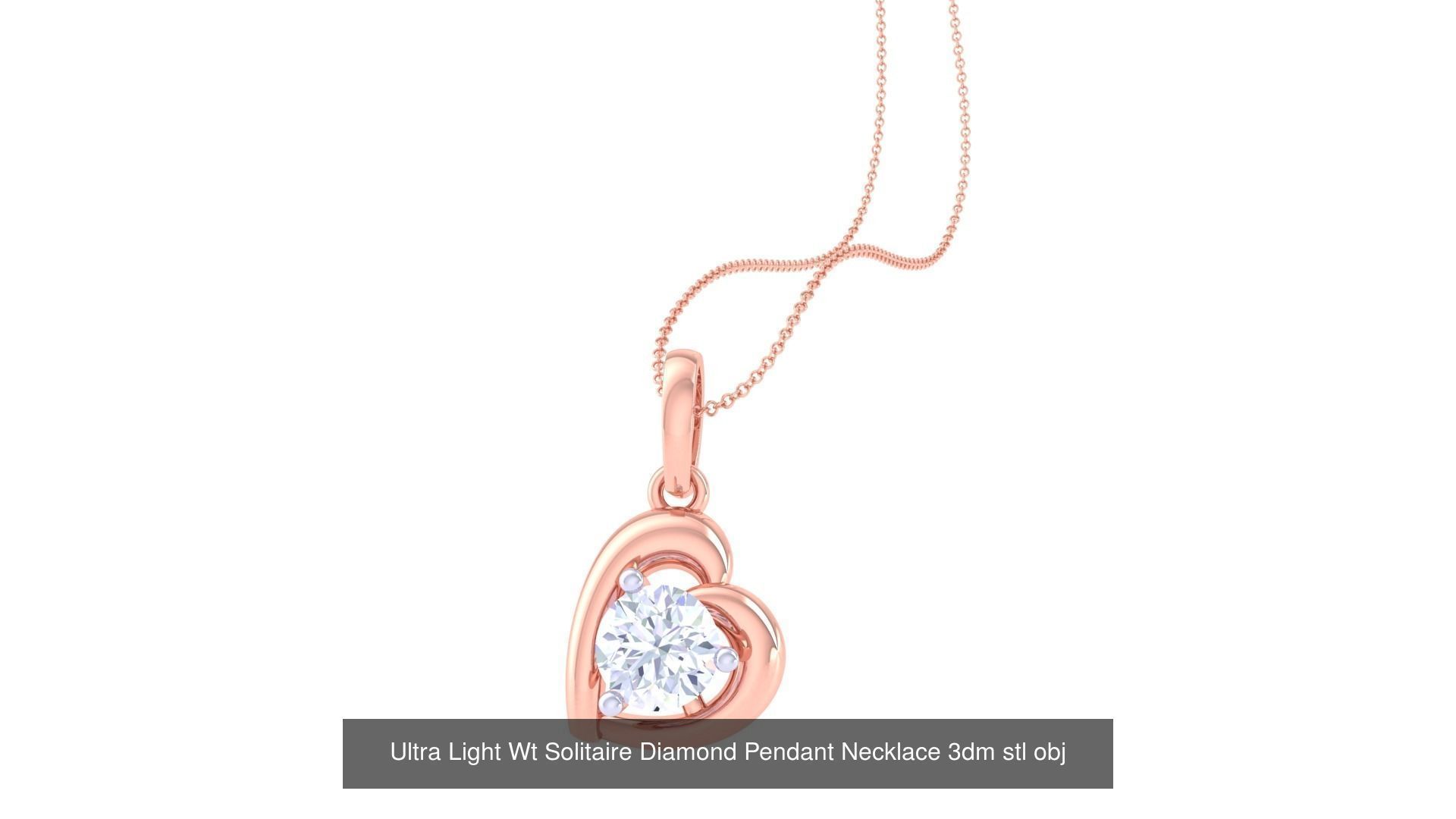 35 Ultra Light Wt Solitaire Diamond Pendant Necklace 3dm stl  3D Model Collection_21