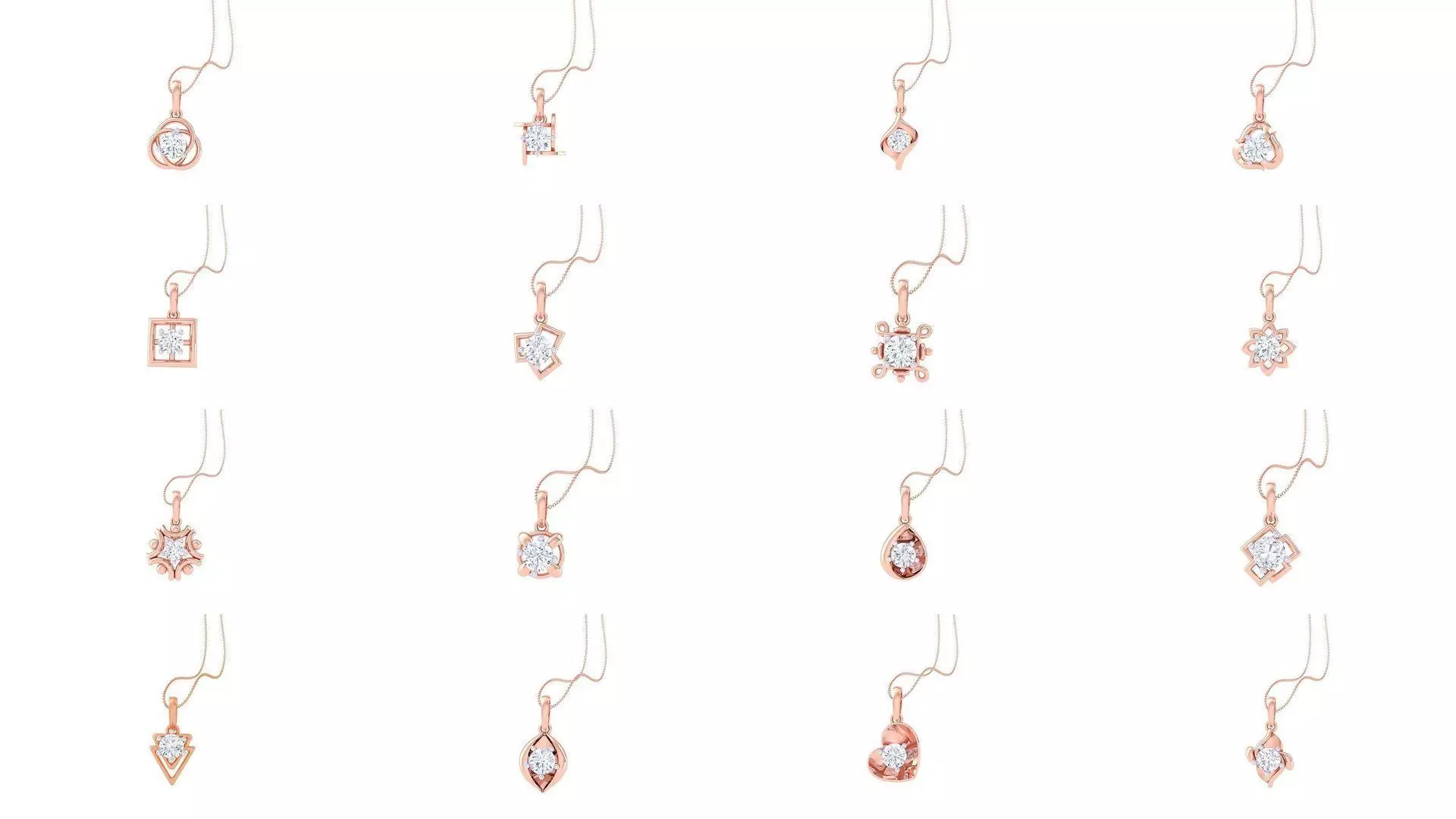 35 Ultra Light Wt Solitaire Diamond Pendant Necklace 3dm stl  3D Model Collection_0