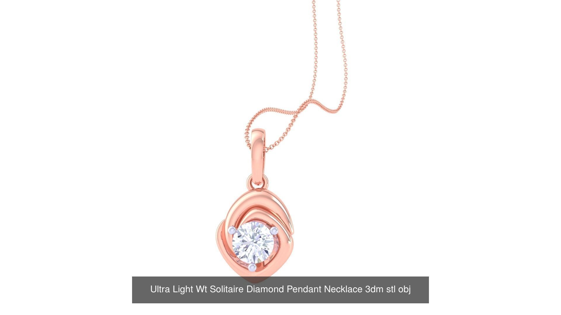 35 Ultra Light Wt Solitaire Diamond Pendant Necklace 3dm stl  3D Model Collection_19