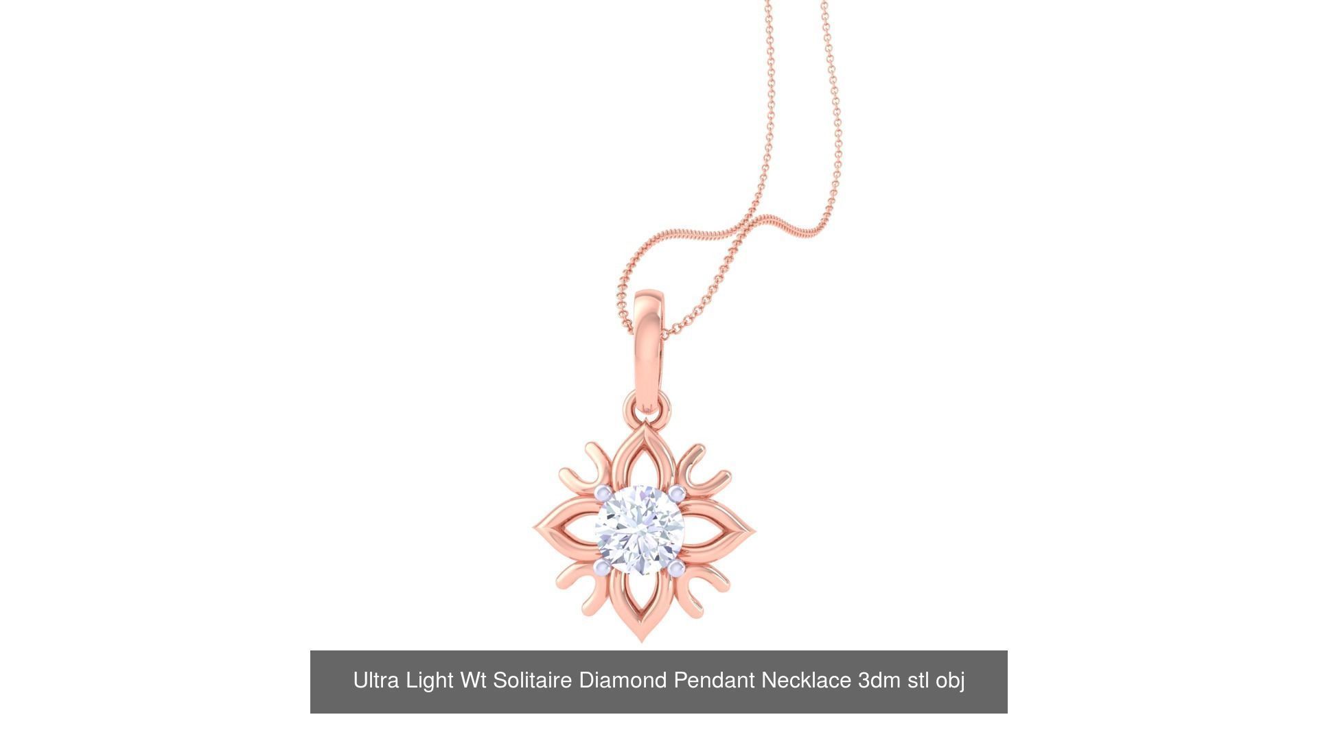 35 Ultra Light Wt Solitaire Diamond Pendant Necklace 3dm stl  3D Model Collection_18