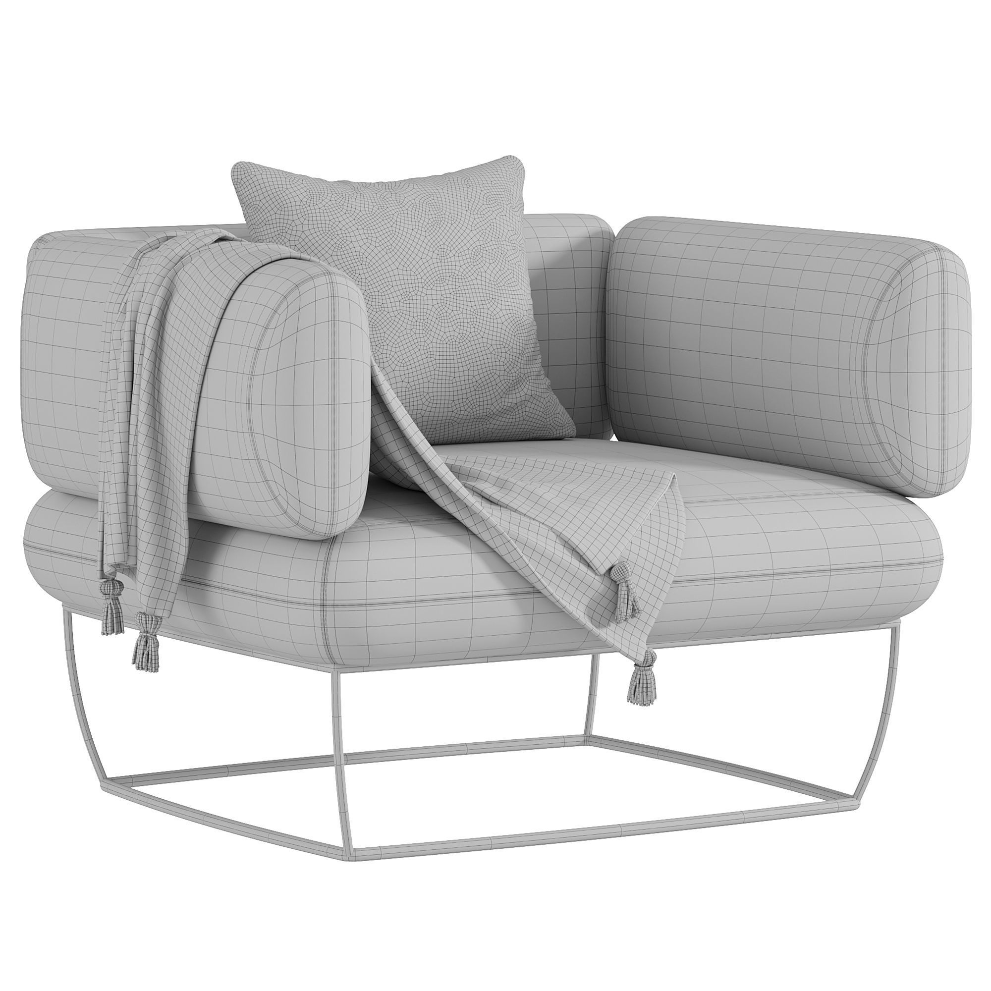 BERNARD LIGHT GRAY SMALL ARMCHAIR BY ARTEMEST COLLECTION 3D model_2