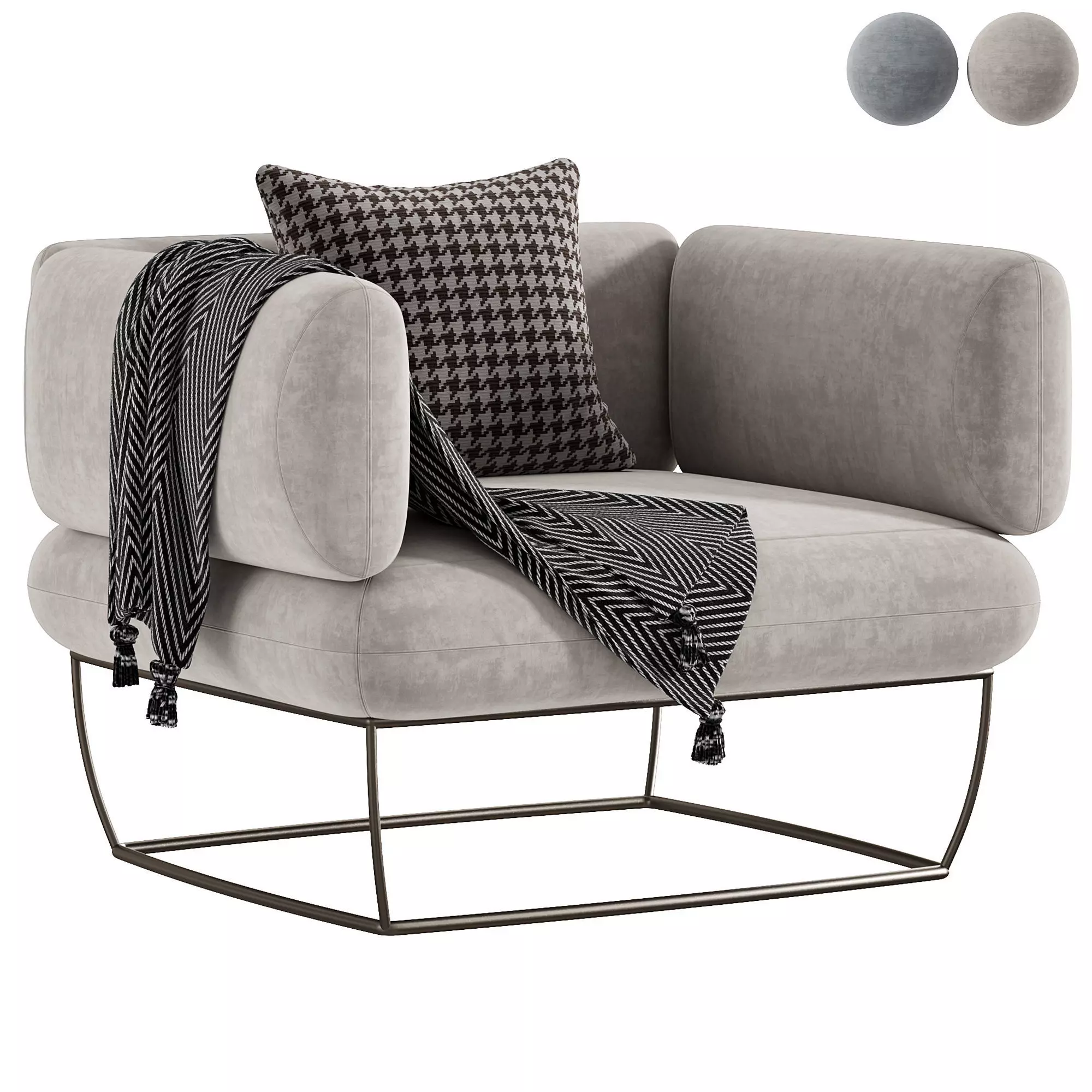 BERNARD LIGHT GRAY SMALL ARMCHAIR BY ARTEMEST COLLECTION 3D model_0