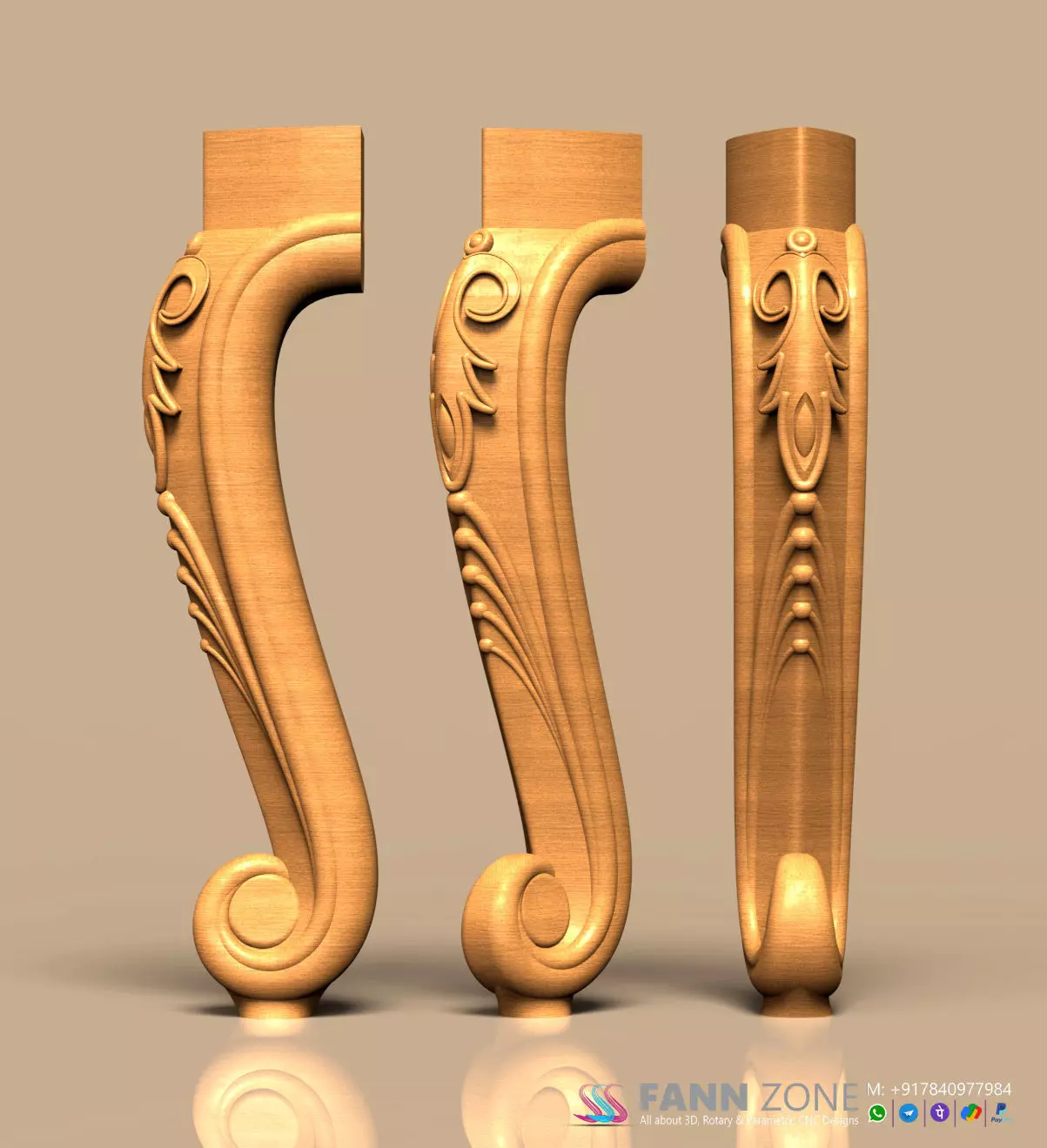 Antique Applique Table-Chair Leg 3D model