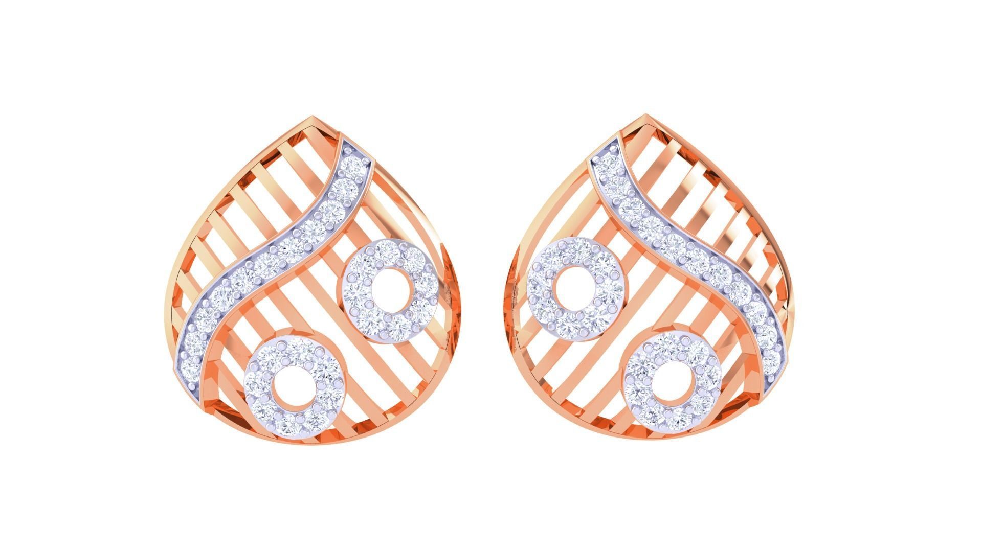 High Jewelry Diamond Studs Earrings 3dm stl 3mf obj glb gltf mtl 3D print model_7