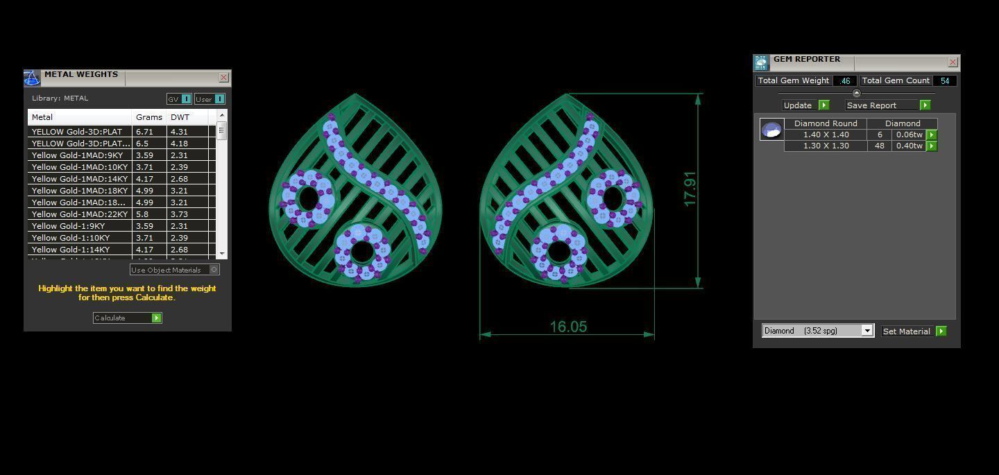 High Jewelry Diamond Studs Earrings 3dm stl 3mf obj glb gltf mtl 3D print model_4