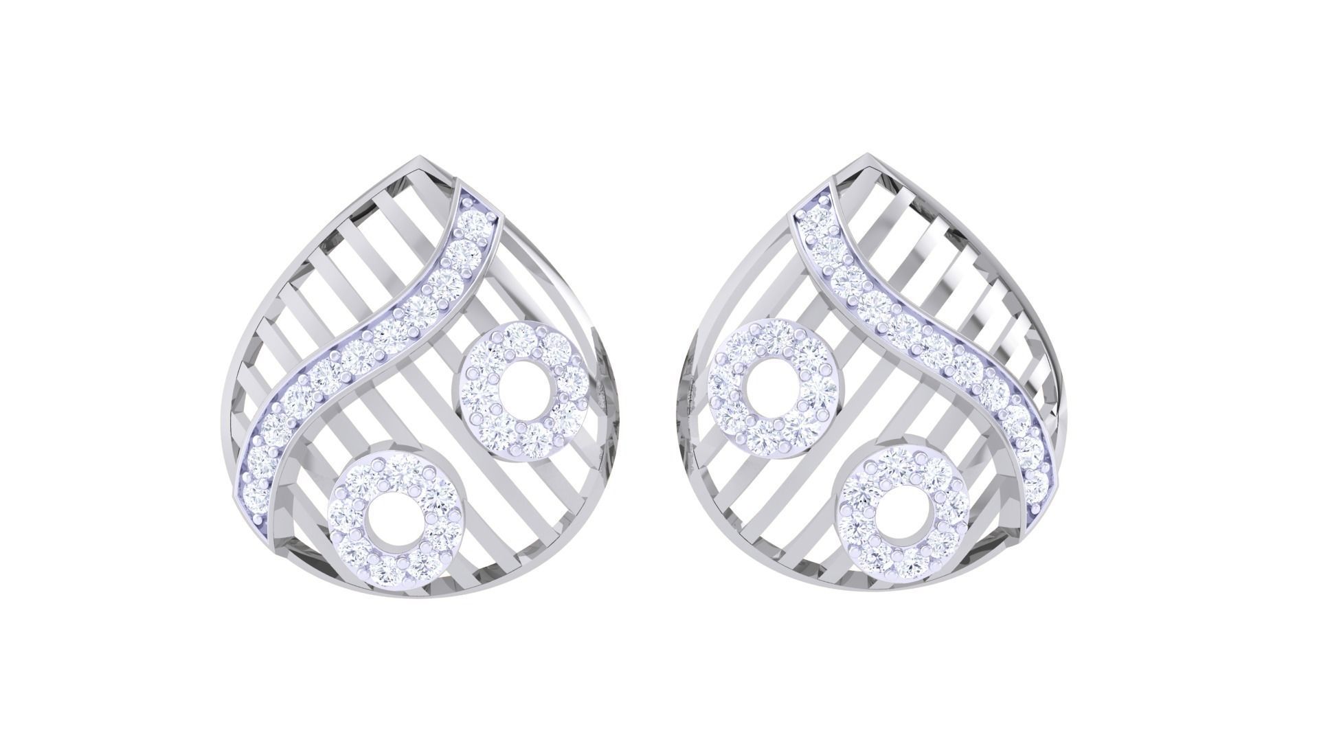 High Jewelry Diamond Studs Earrings 3dm stl 3mf obj glb gltf mtl 3D print model_5