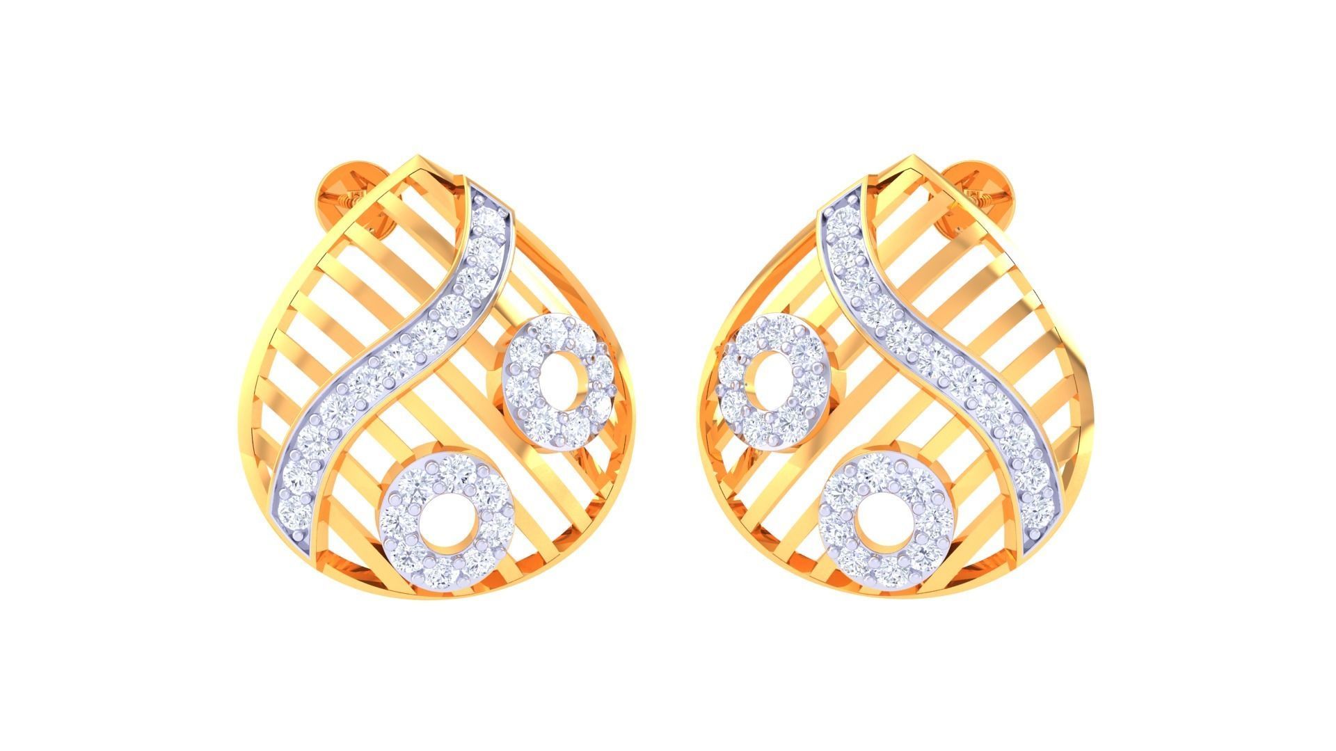 High Jewelry Diamond Studs Earrings 3dm stl 3mf obj glb gltf mtl 3D print model_2