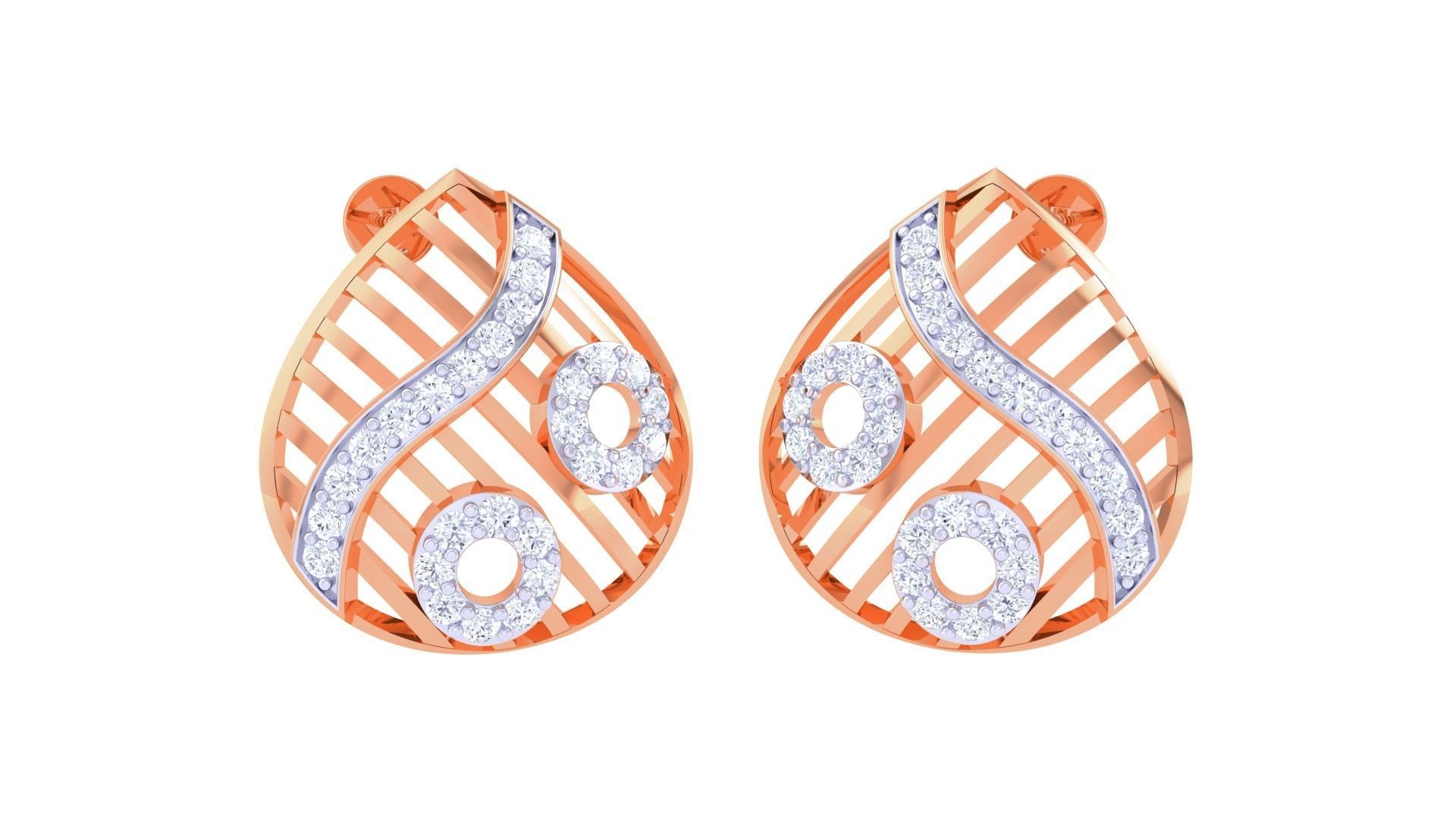 High Jewelry Diamond Studs Earrings 3dm stl 3mf obj glb gltf mtl 3D print model_3