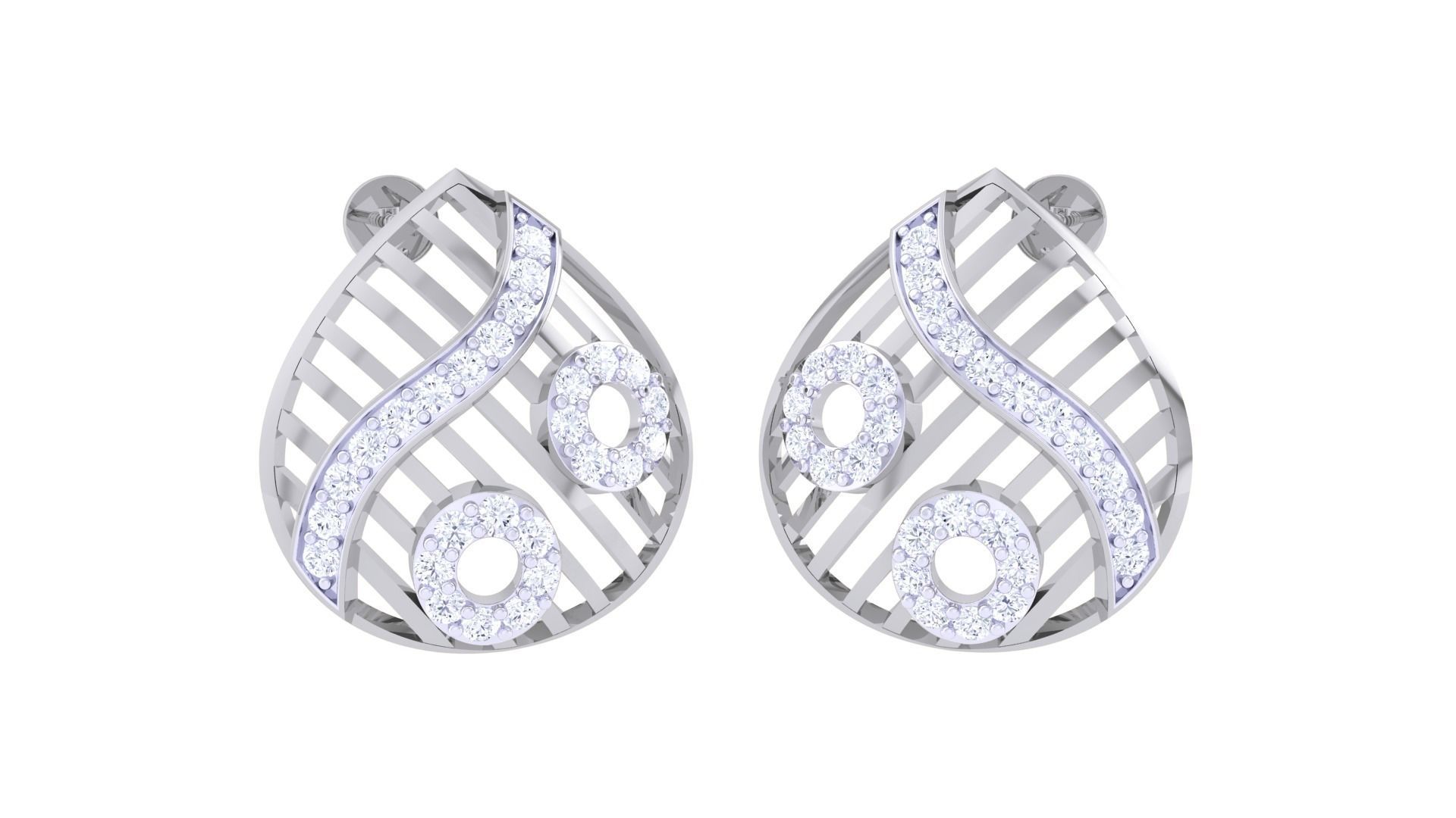 High Jewelry Diamond Studs Earrings 3dm stl 3mf obj glb gltf mtl 3D print model_1