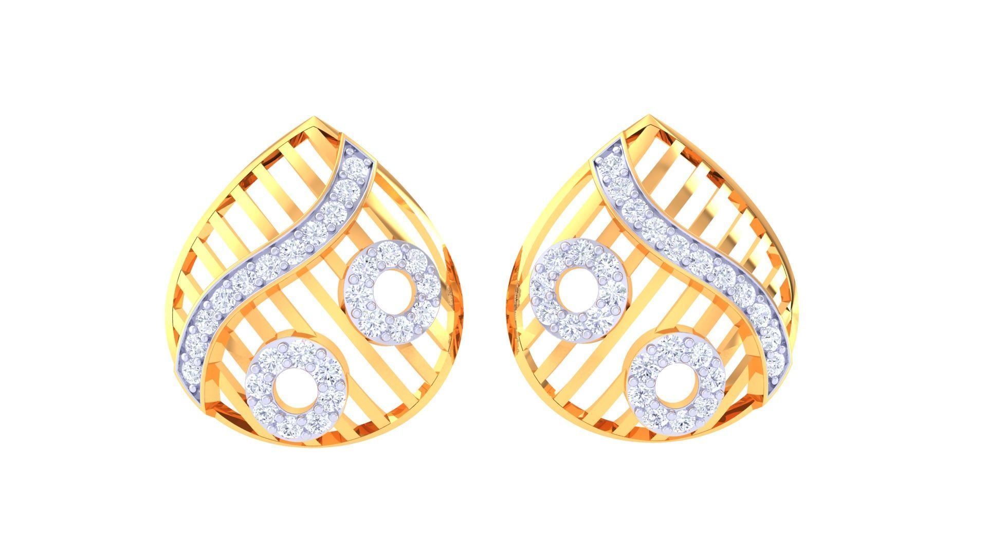 High Jewelry Diamond Studs Earrings 3dm stl 3mf obj glb gltf mtl 3D print model_6