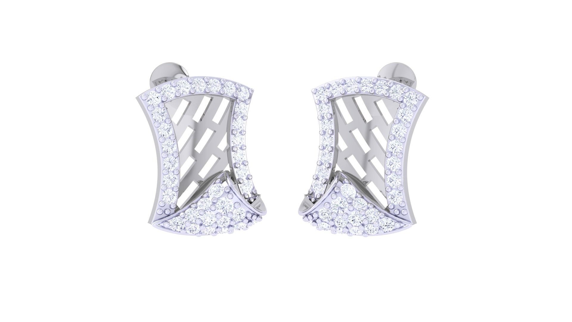 High Jewelry Diamond Studs Earrings 3dm stl 3mf obj glb gltf mtl 3D print model_3