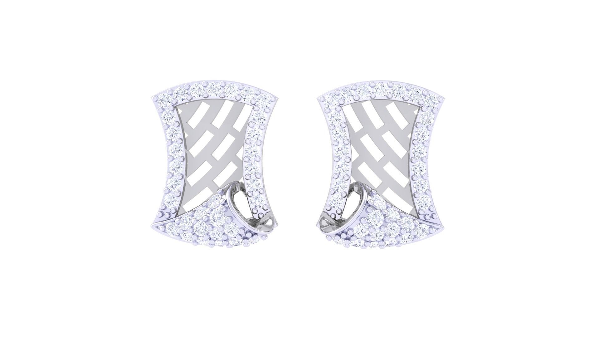High Jewelry Diamond Studs Earrings 3dm stl 3mf obj glb gltf mtl 3D print model_6