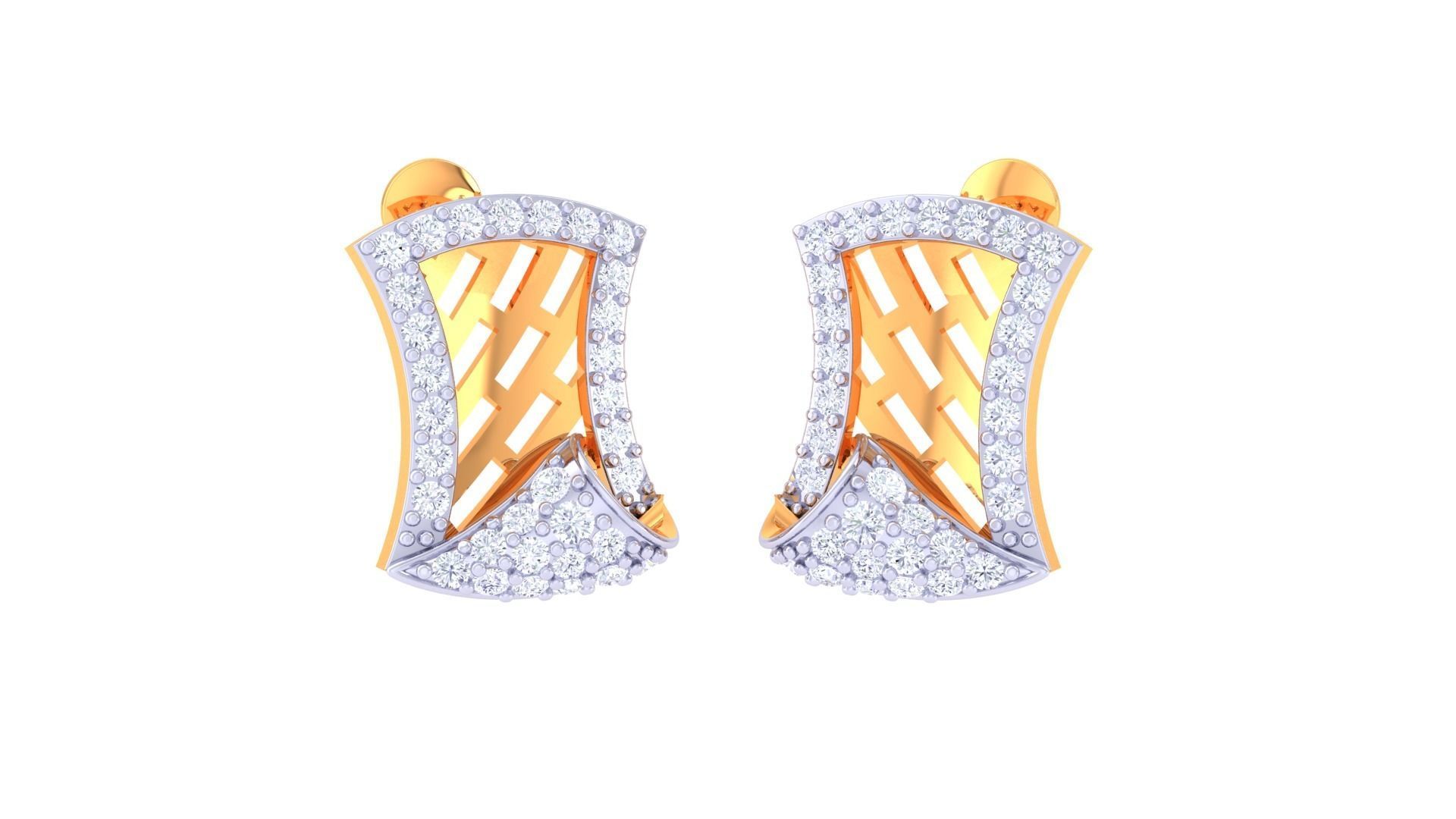 High Jewelry Diamond Studs Earrings 3dm stl 3mf obj glb gltf mtl 3D print model_1