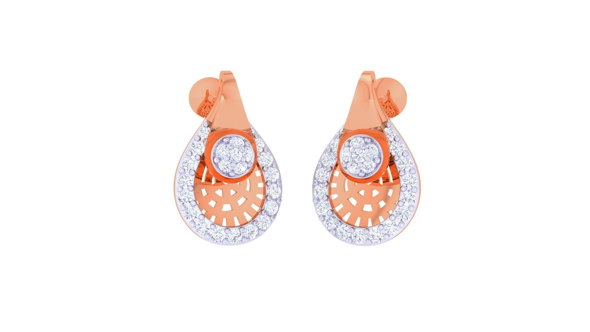 High Jewelry Diamond Studs Earrings 3dm stl 3mf obj glb gltf mtl 3D print model_1