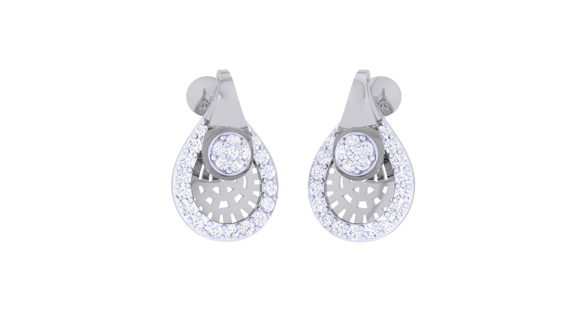 High Jewelry Diamond Studs Earrings 3dm stl 3mf obj glb gltf mtl 3D print model_3