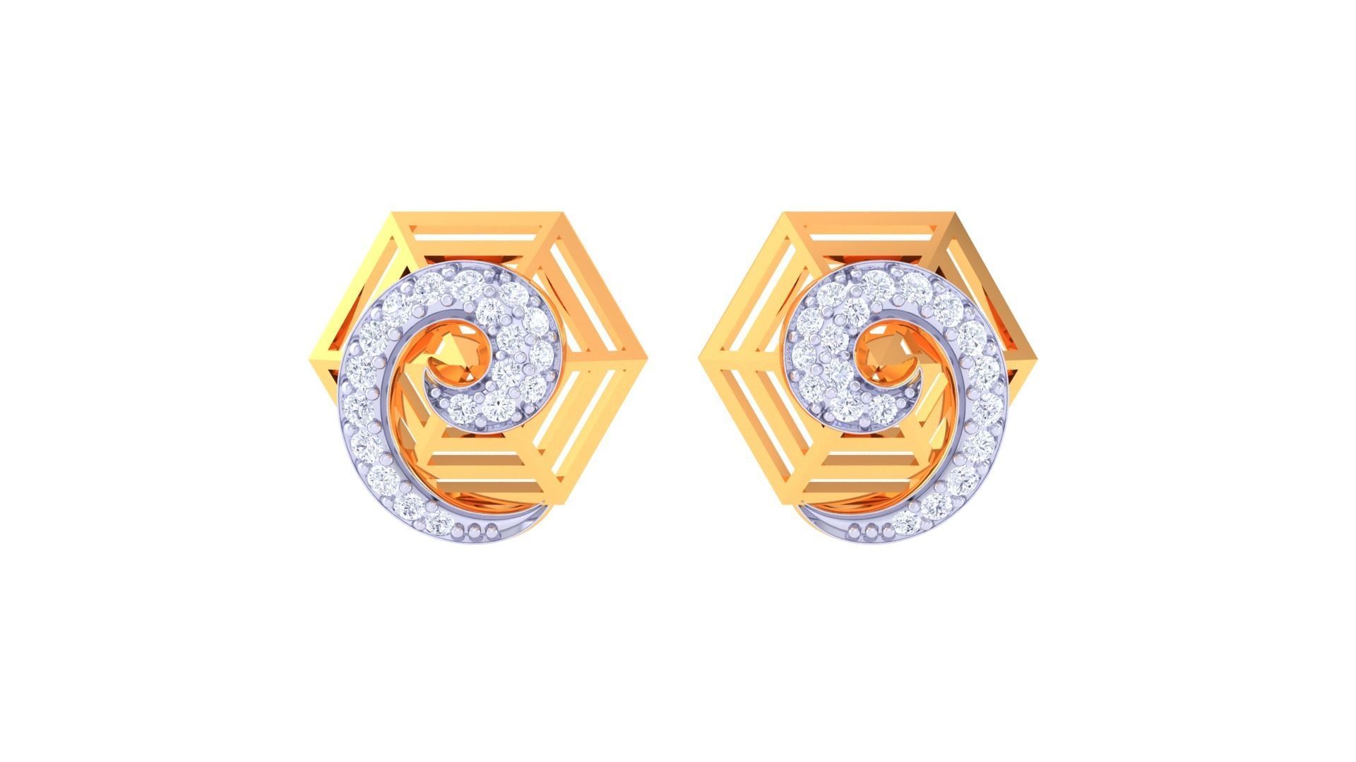 High Jewelry Diamond Studs Earrings 3dm stl 3mf obj glb gltf mtl 3D print model_7