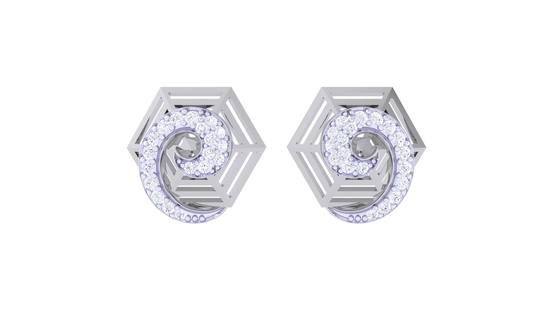 High Jewelry Diamond Studs Earrings 3dm stl 3mf obj glb gltf mtl 3D print model_6