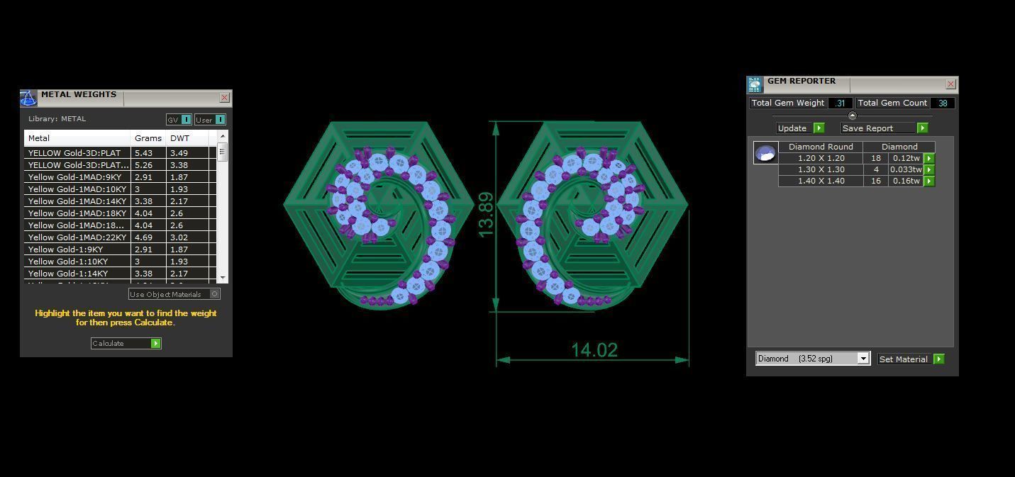 High Jewelry Diamond Studs Earrings 3dm stl 3mf obj glb gltf mtl 3D print model_3