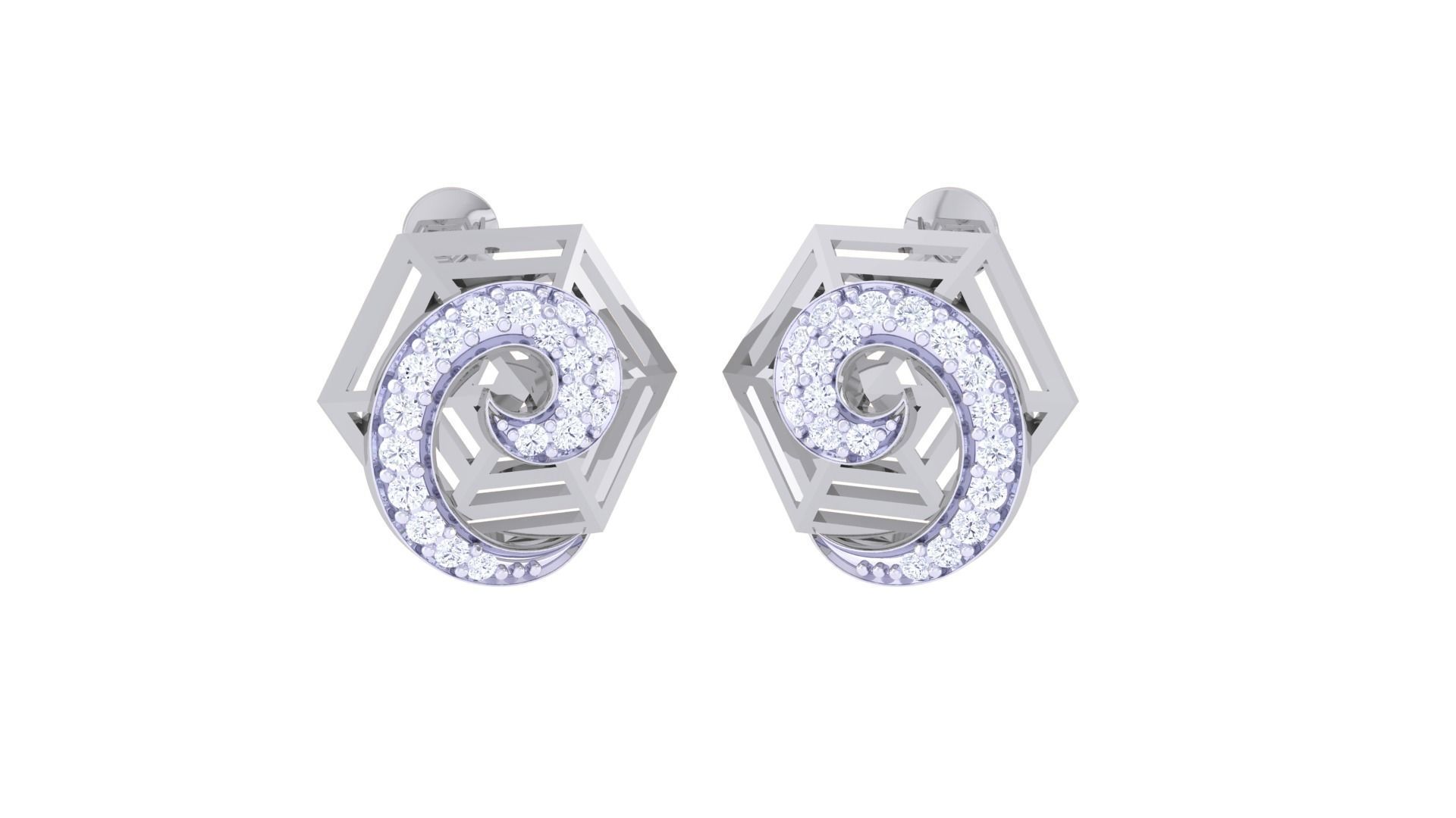 High Jewelry Diamond Studs Earrings 3dm stl 3mf obj glb gltf mtl 3D print model_1