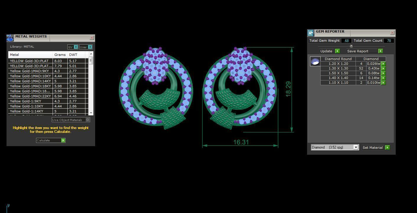 High Jewelry Diamond Studs Earrings 3dm stl 3mf obj glb gltf mtl 3D print model_4